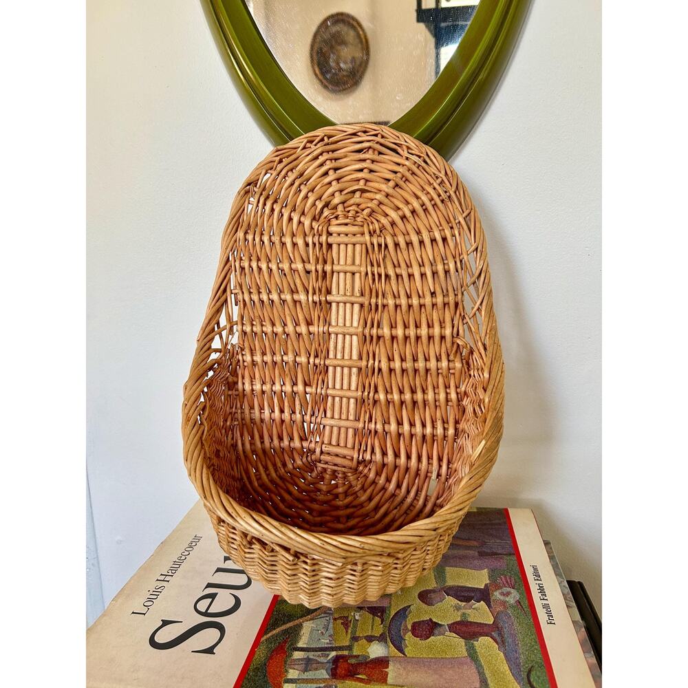 Wicker Wall Basket | Hanging Woven Basket | Primitive Wall Pocket Basket